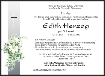 Traueranzeige von Edith Herzog von Südthüringer Presse
