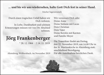 Traueranzeige von Jörg Frankenberger von Frankenpost
