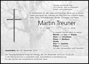 Traueranzeige von Martin Treuner von Neue Presse Coburg