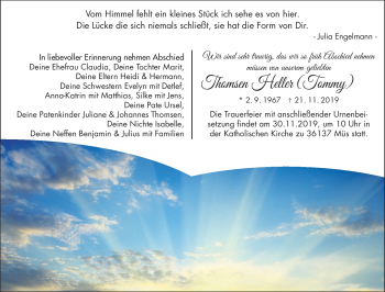 Traueranzeige von Thomsen Heller von Südthüringer Presse