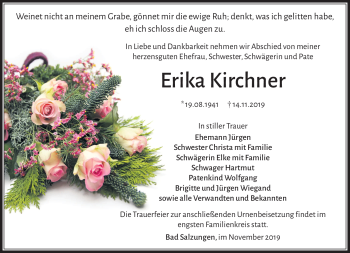 Traueranzeige von Erika Kirchner von Südthüringer Presse
