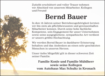 Traueranzeige von Bernd Bauer von Neue Presse Coburg