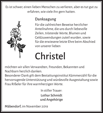 Traueranzeige von Christel  von Südthüringer Presse