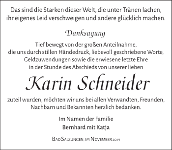 Traueranzeige von Karin Schneider von Südthüringer Presse