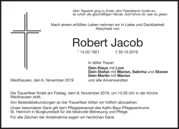 Traueranzeige von Robert Jacob von Neue Presse Coburg