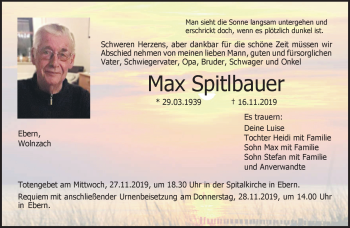 Traueranzeige von Max Spitalbauer von Neue Presse Coburg