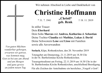 Traueranzeige von Christine Hoffmann von Neue Presse Coburg