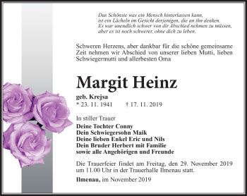 Traueranzeige von Margit Hein von Südthüringer Presse