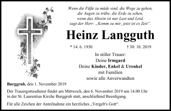 Traueranzeige von Heinz Langguth von Neue Presse Coburg