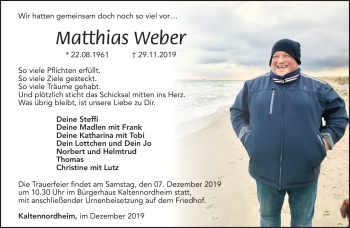 Traueranzeige von Matthias Weber von Südthüringer Presse