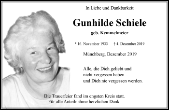 Traueranzeige von Gudrun Schiele von Frankenpost