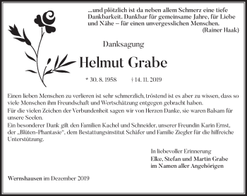 Traueranzeige von Helmut Grabe von Südthüringer Presse