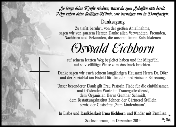 Traueranzeige von Oswald Eichhorn von Südthüringer Presse