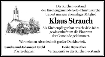 Traueranzeige von Klaus Strauch von Frankenpost