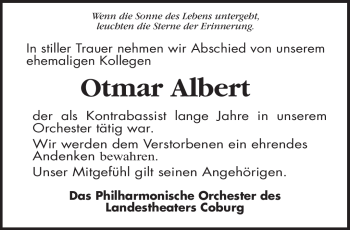 Traueranzeige von Ottmar Albert von Neue Presse Coburg