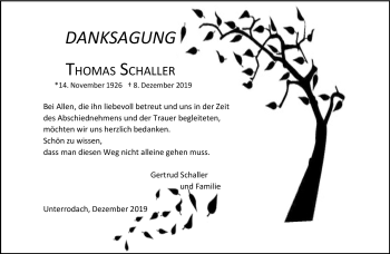 Traueranzeige von Thomas Schaller von Neue Presse Coburg