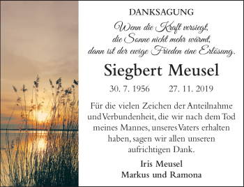 Traueranzeige von Siegbert Meusel von Südthüringer Presse