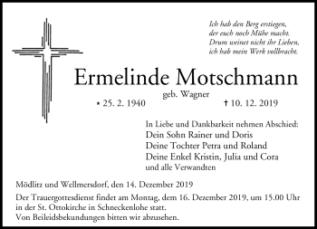 Traueranzeige von Ermelinde Motschmann von Neue Presse Coburg