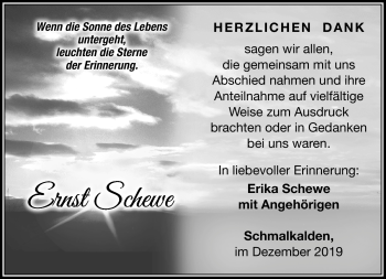Traueranzeige von Ernst Schewe von Südthüringer Presse