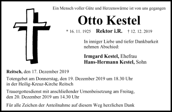 Traueranzeige von Otto Kestel von Neue Presse Coburg