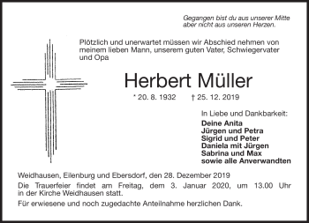 Traueranzeige von Herbert Müller von Neue Presse Coburg
