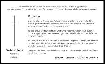 Traueranzeige von Gerhard Fehn von Frankenpost