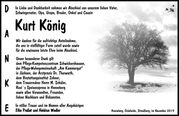Traueranzeige von Kurt König von Südthüringer Presse