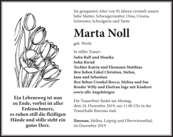 Traueranzeige von Marta Noll von Südthüringer Presse