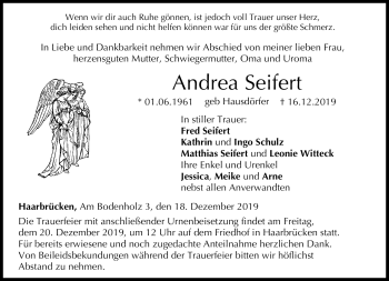 Traueranzeige von Andrea Seifert von Neue Presse Coburg