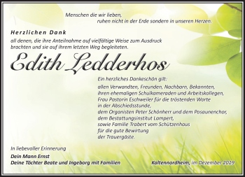 Traueranzeige von Edith Ledderhos von Südthüringer Presse