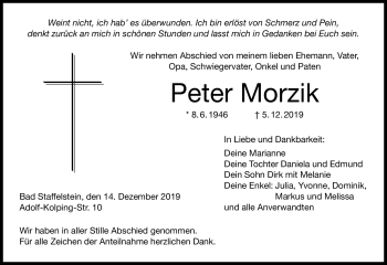 Traueranzeige von Peter Morzik von Neue Presse Coburg