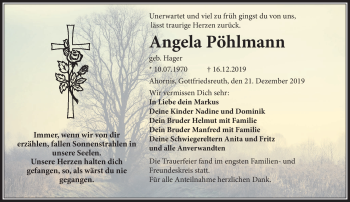 Traueranzeige von Angela Pöhlmann von Frankenpost