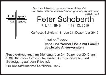 Traueranzeige von Peter Schuberth von Frankenpost
