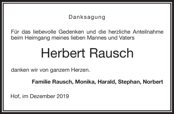 Traueranzeige von Herbert Rausch von Frankenpost