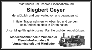 Traueranzeige von Siegbert Geyer von Frankenpost