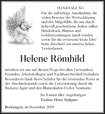 Traueranzeige von Helene Römhild von Südthüringer Presse