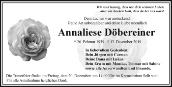 Traueranzeige von Annaliese Döbereiner von Frankenpost