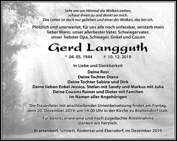 Traueranzeige von Gerd Langguth von Südthüringer Presse
