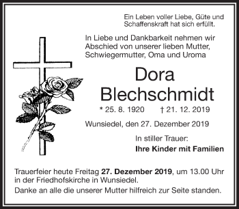 Traueranzeige von Dora Blechschmidt von 23315