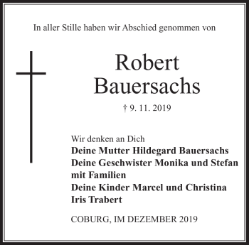 Traueranzeige von Robert Bauersachs von Neue Presse Coburg
