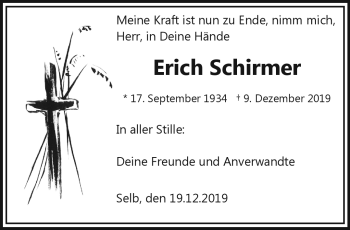 Traueranzeige von Erich Schirmer von Frankenpost