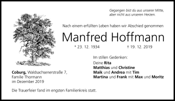 Traueranzeige von Manfred Hoffmann von Neue Presse Coburg