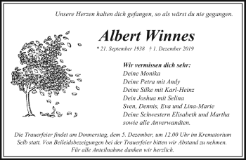 Traueranzeige von Albert Winnes von Frankenpost