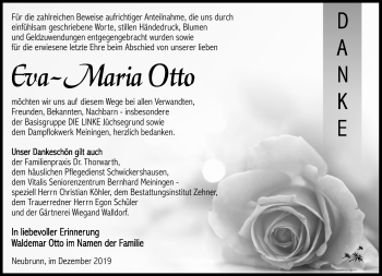 Traueranzeige von Eva-Maria Otto von Südthüringer Presse