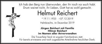 Traueranzeige von Helmut Reichert von Frankenpost