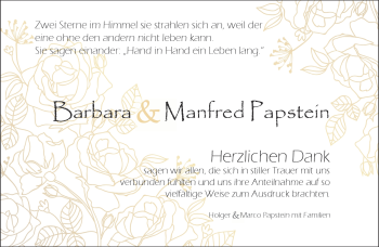 Traueranzeige von ManfredBarbara PapsteinPapstein von Südthüringer Presse