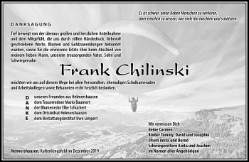 Traueranzeige von Frank Chilinski von Südthüringer Presse