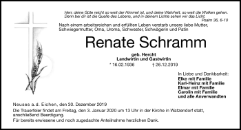 Traueranzeige von Renate Schramm von Neue Presse Coburg