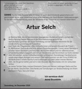 Traueranzeige von Artur Selch von Südthüringer Presse