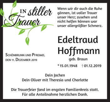 Traueranzeige von Edeltraud Hoffmann von Frankenpost